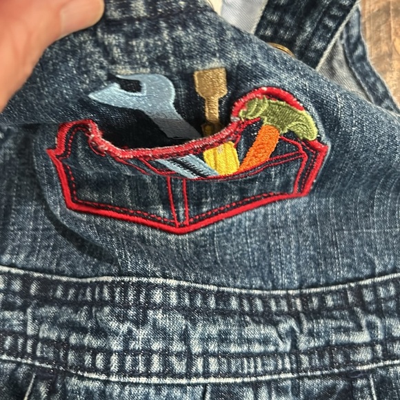Talbots bib overalls boys 18 months tool theme 100% cotton denim blue - Picture 3 of 10